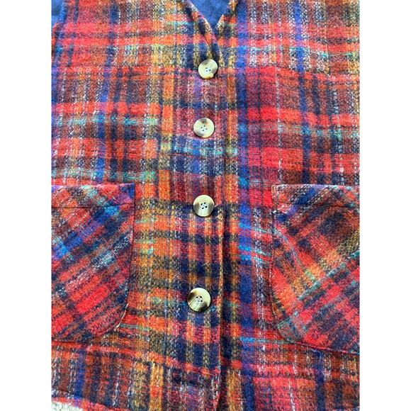 Vintage 90's Plaid Button Up Wool Vest Vision I Womens Large Grandmacore Cottage - Picture 4 of 4